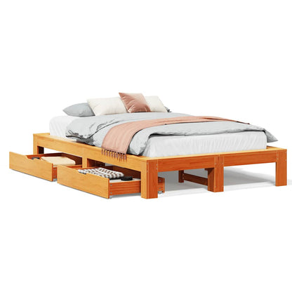 Giroletto senza Materasso Marrone Cera 135x190 cm Legno di Pino