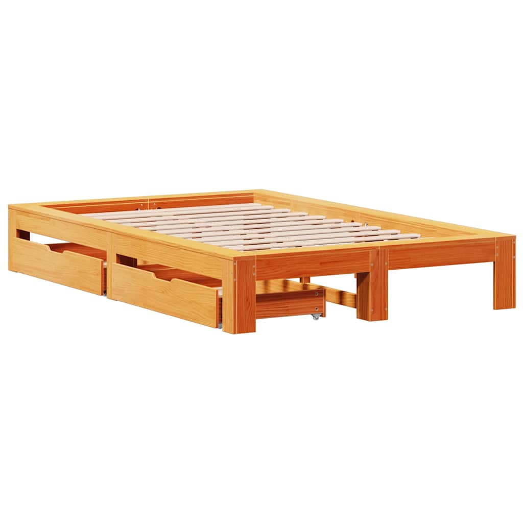 Giroletto senza Materasso Marrone Cera 135x190 cm Legno di Pino