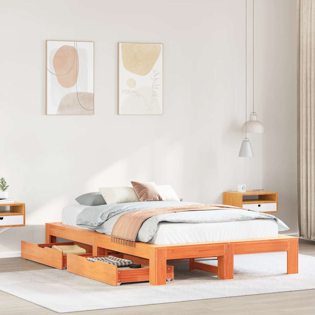Giroletto senza Materasso Marrone Cera 120x190 cm Legno di Pino