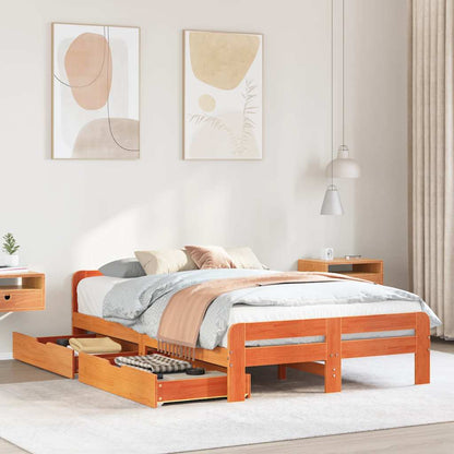 Letto senza Materasso Marrone Cera 120x200 cm in Legno di Pino