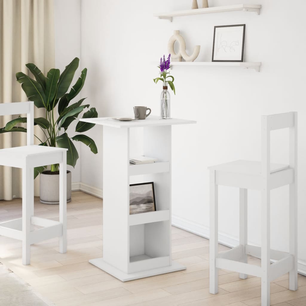 Tavolo Bar con Portaoggetti Bianco 60x60x102 cm in Truciolato