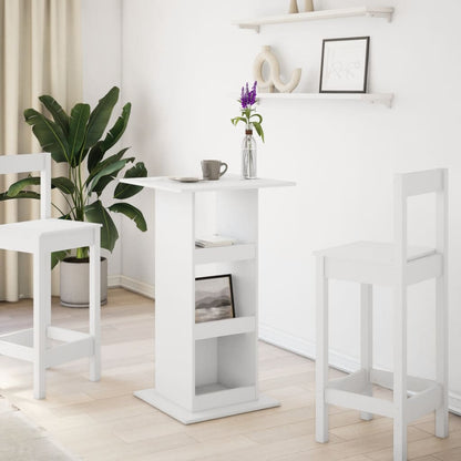 Tavolo Bar con Portaoggetti Bianco 60x60x102 cm in Truciolato