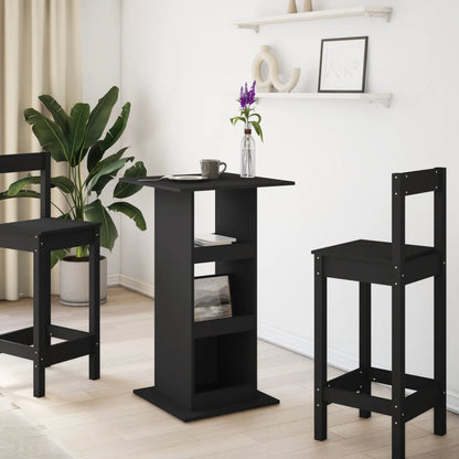 Tavolo Bar con Portaoggetti Nero 60x60x102 cm in Multistrato