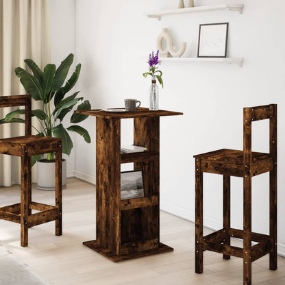 Tavolo Bar Portaoggetti Rovere Fumo 60x60x102 cm Multistrato