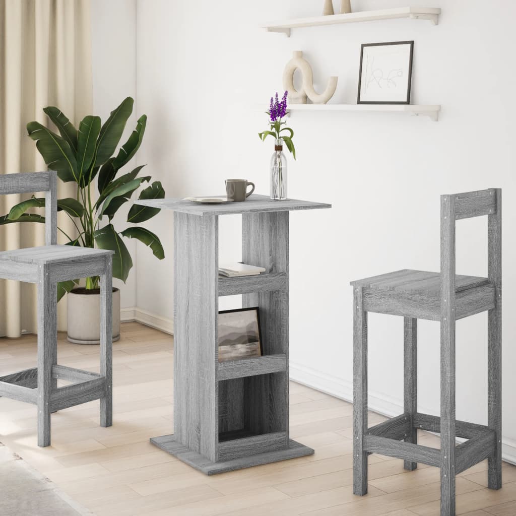 Tavolo Bar Portaoggetti Grigio Sonoma 60x60x102 cm Multistrato