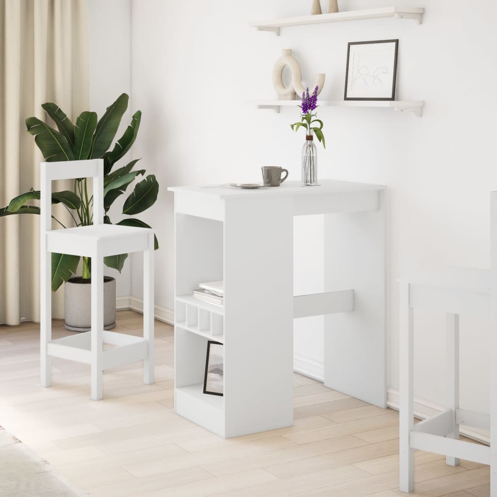 Tavolo Bar con Rastrelliera Bianco 90x47,5x103,5 cm Truciolato