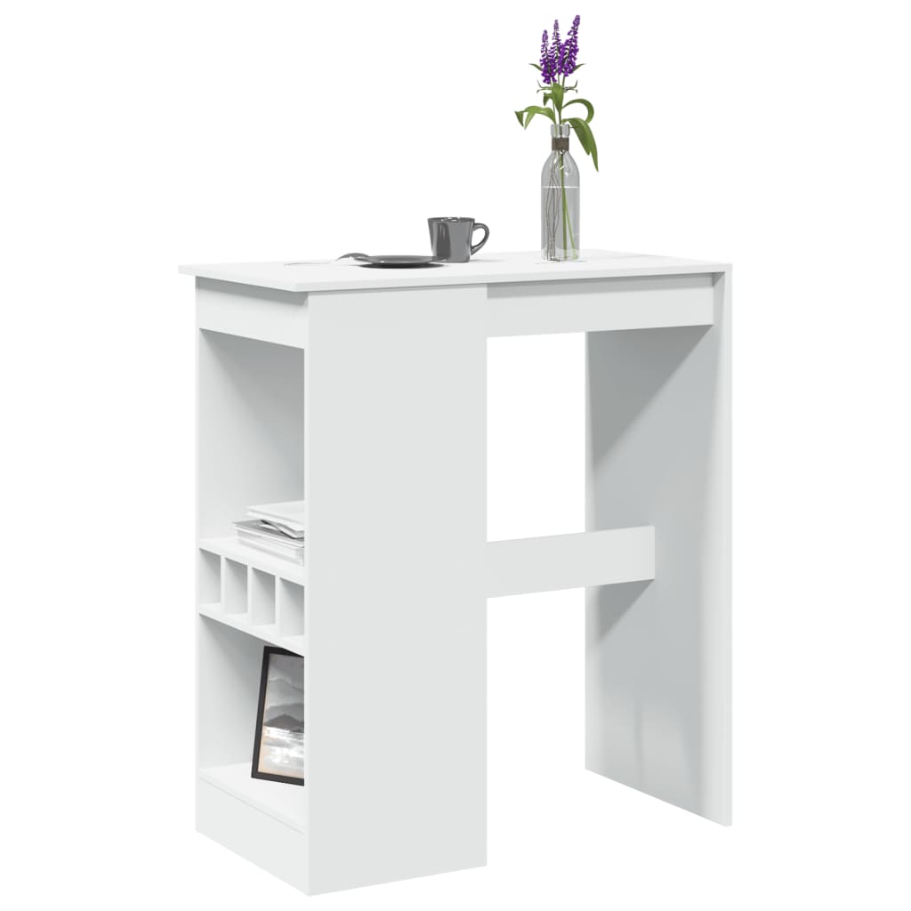 Tavolo Bar con Rastrelliera Bianco 90x47,5x103,5 cm Truciolato