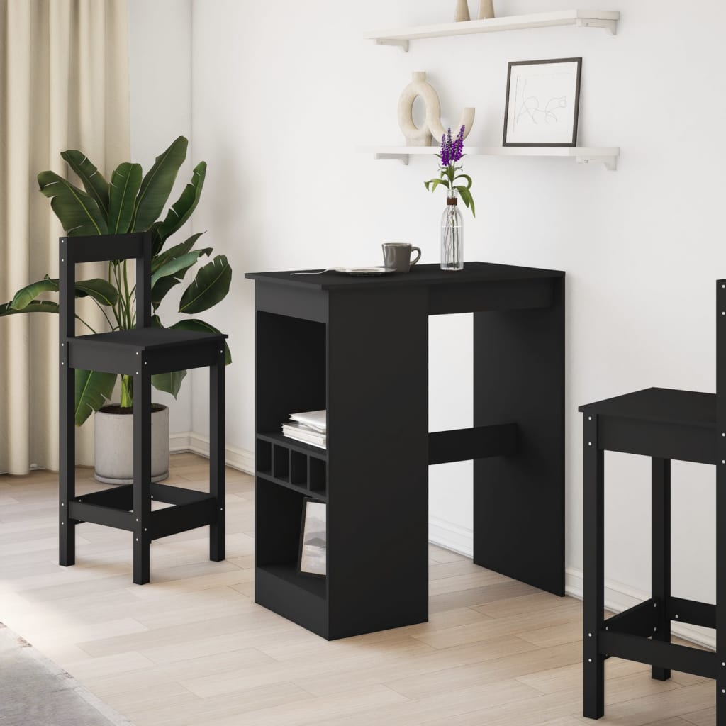 Tavolo Bar con Rastrelliera Nero 90x47,5x103,5 cm Multistrato