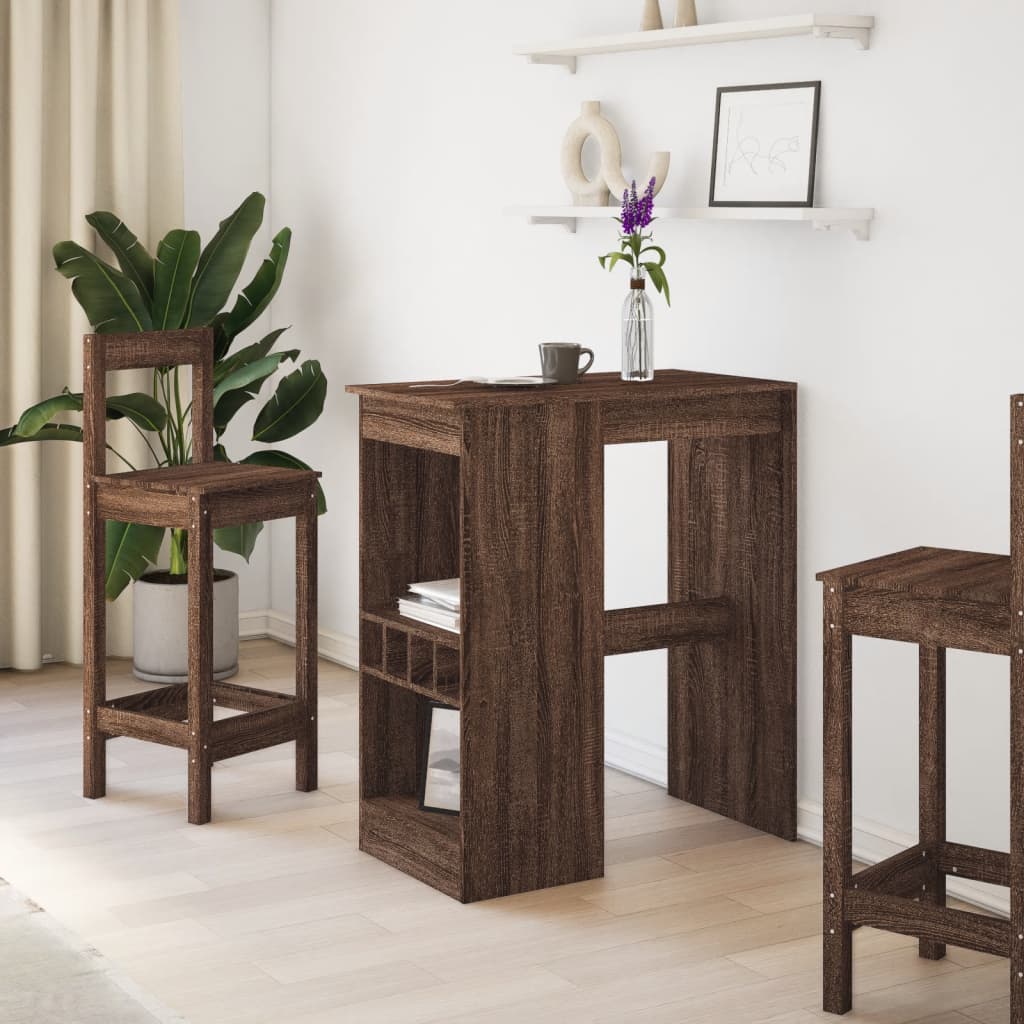 Tavolo Bar con Rastrelliera Marrone 90x47,5x103,5cm Multistrato