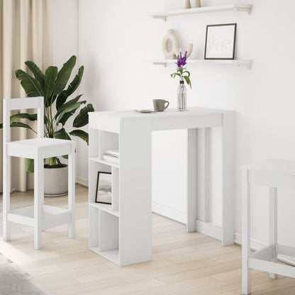 Tavolo Bar con Rastrelliera Bianco 102x50x103,5 cm Multistrato