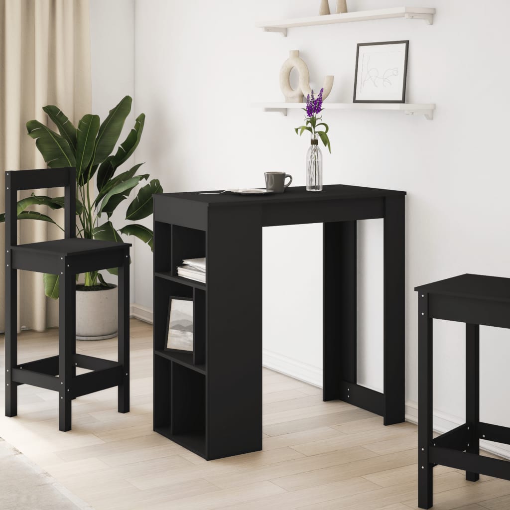 Tavolo Bar con Rastrelliera Nero 102x50x103,5 cm Multistrato