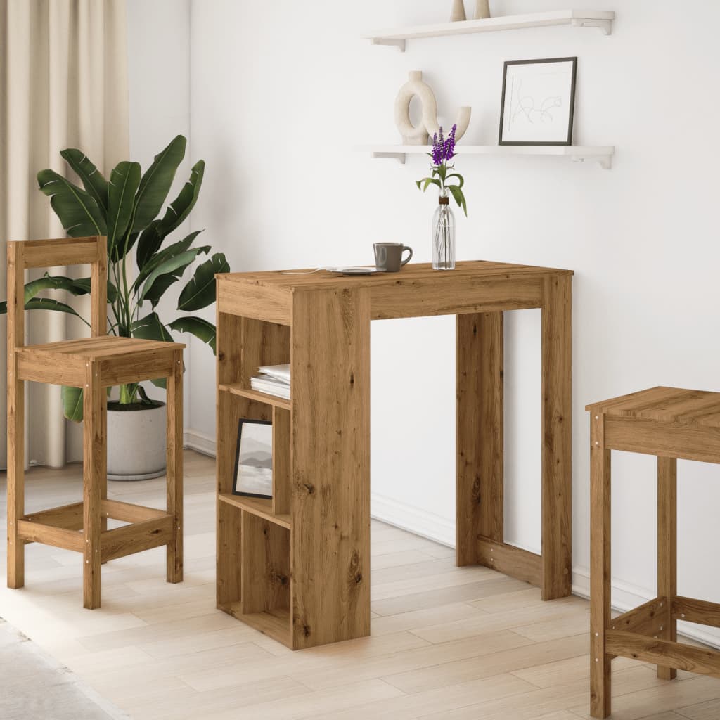 Tavolo Bar con Rastrelliera Rovere 102x50x103,5 cm Multistrato
