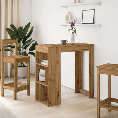 Tavolo Bar con Rastrelliera Rovere 102x50x103,5 cm Multistrato