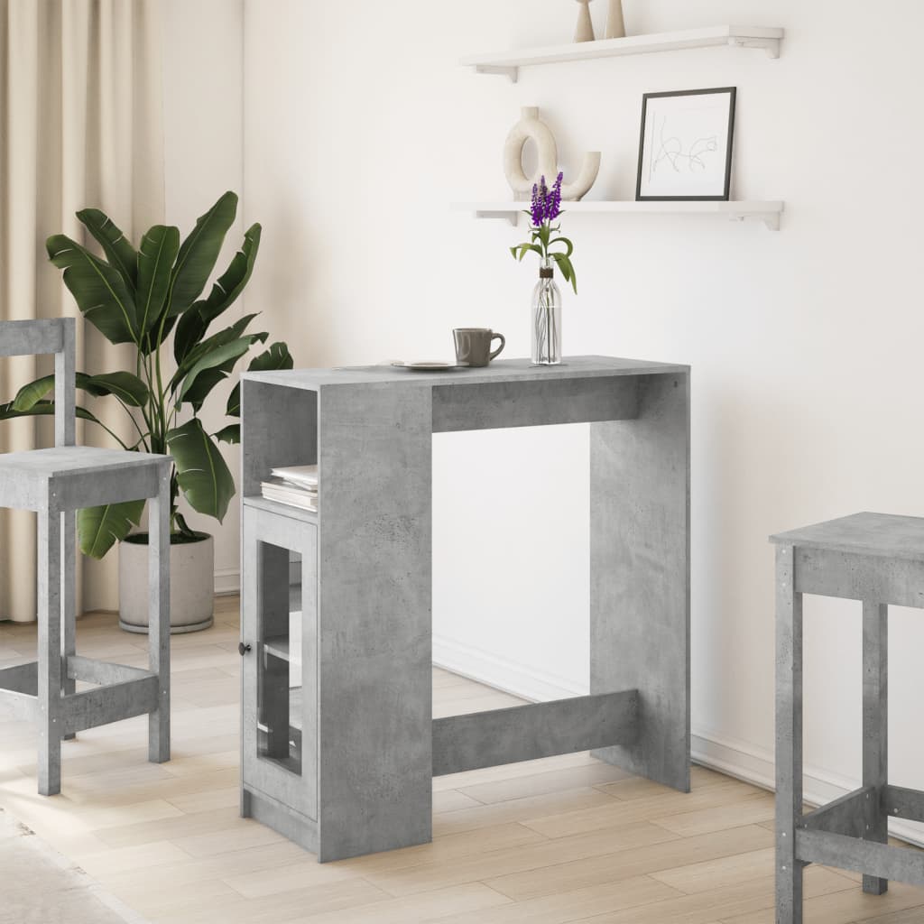 Tavolo Bar con Rastrelliera Grigio 101x40x103,5 cm Multistrato