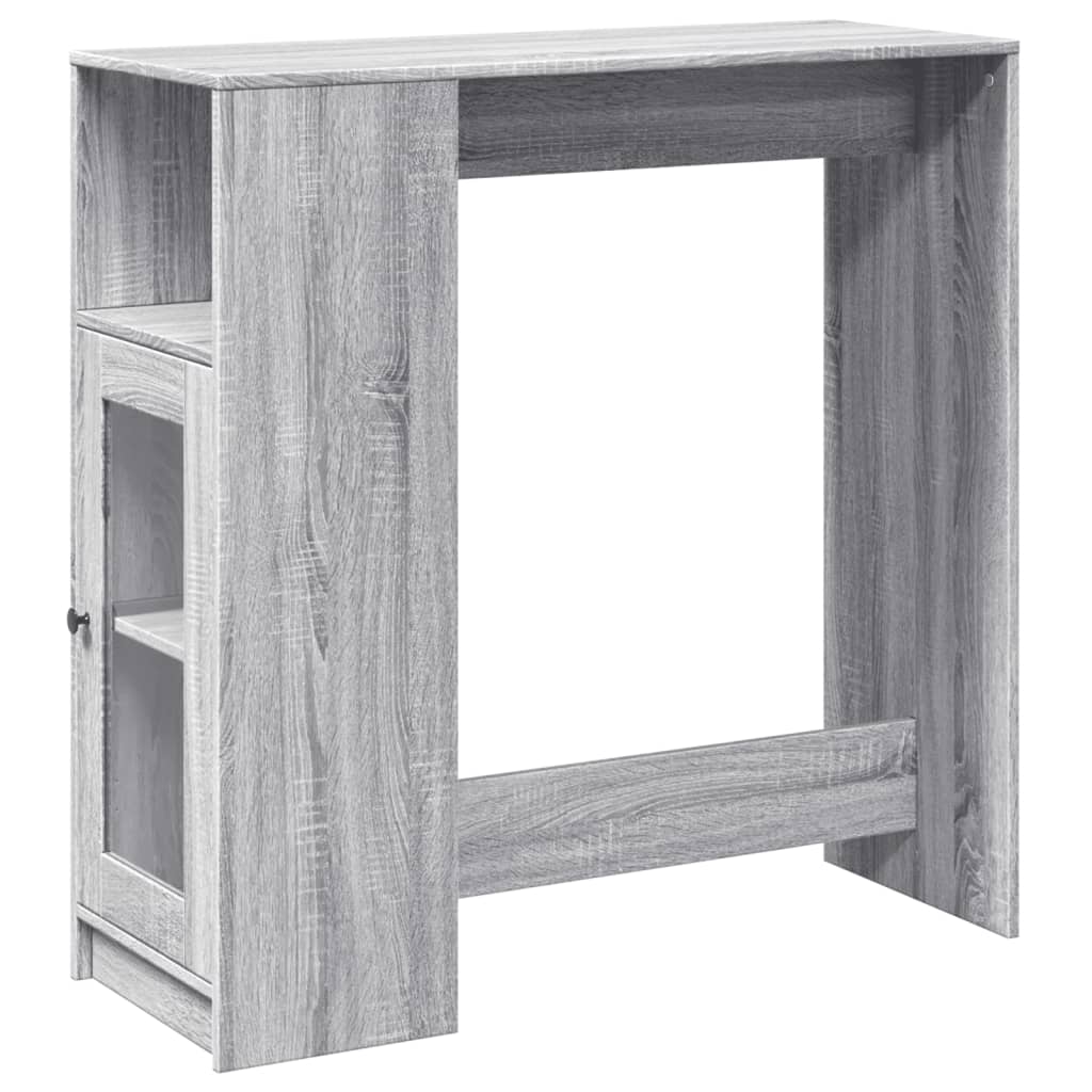 Tavolo Bar con Rastrelliera Grigio 101x40x103,5 cm Multistrato