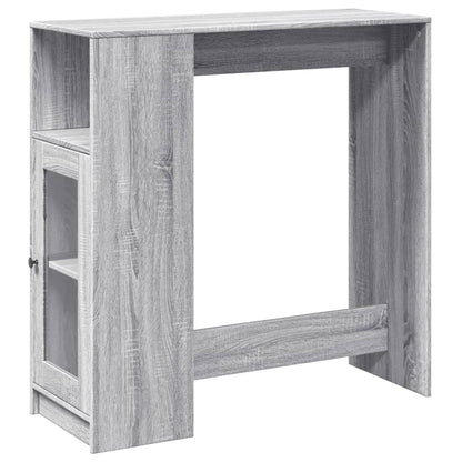 Tavolo Bar con Rastrelliera Grigio 101x40x103,5 cm Multistrato