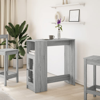 Tavolo Bar con Rastrelliera Grigio 101x40x103,5 cm Multistrato