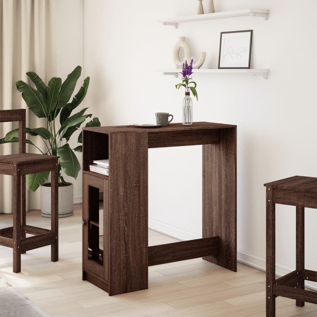 Tavolo Bar con Rastrelliera Marrone 101x40x103,5 cm Multistrato
