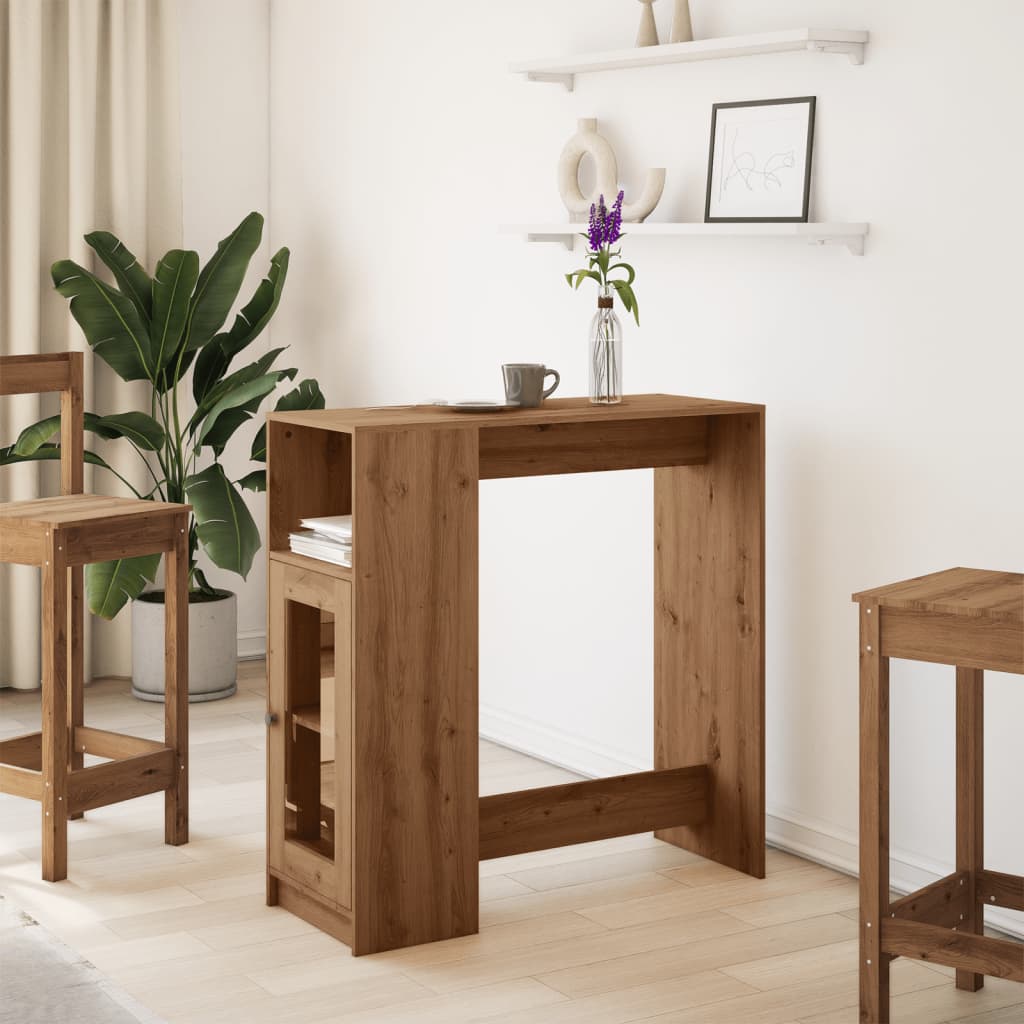 Tavolo Bar con Rastrelliera Rovere 101x40x103,5 cm Multistrato