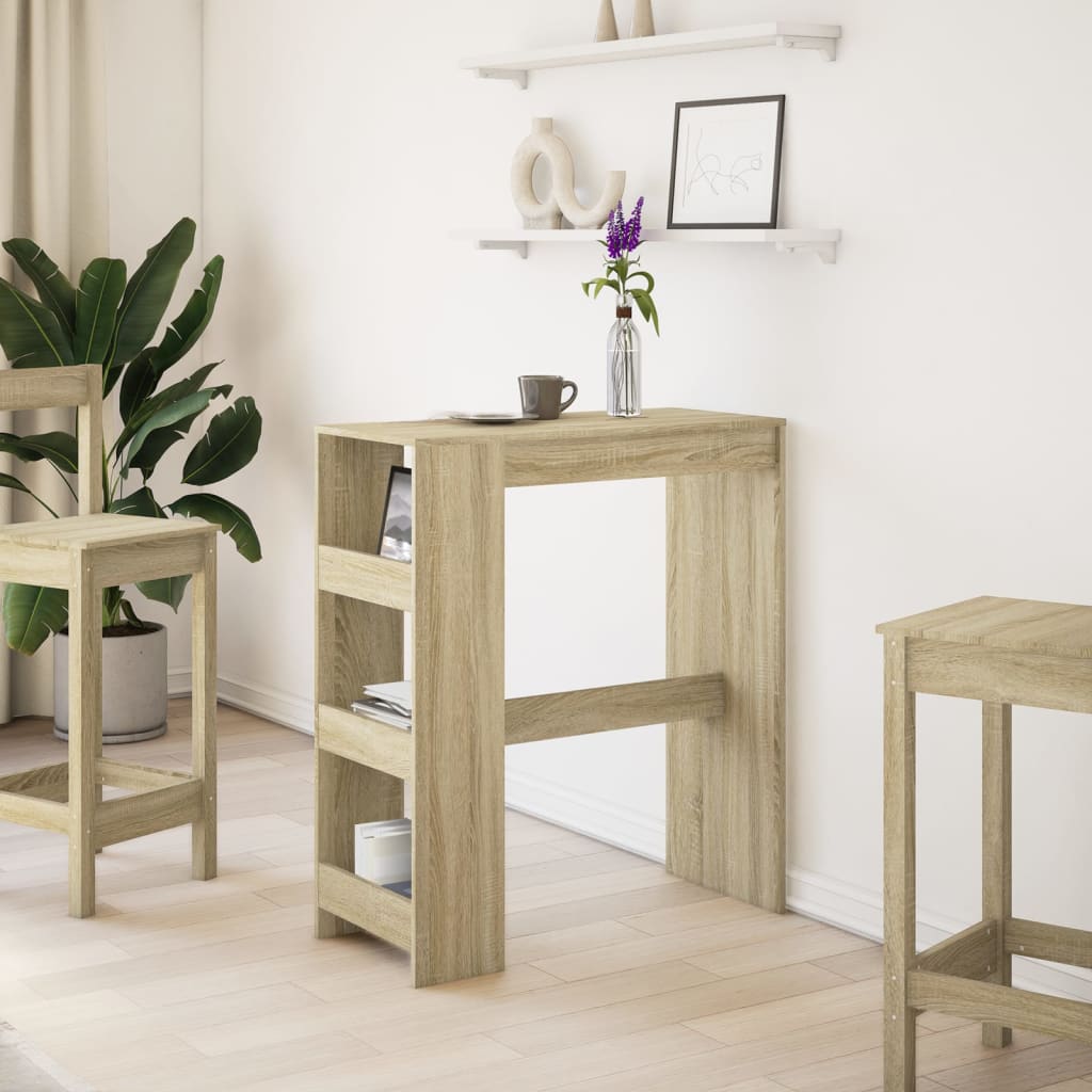 Tavolo Bar con Rastrelliera Sonoma 90x40x103,5 cm Multistrato