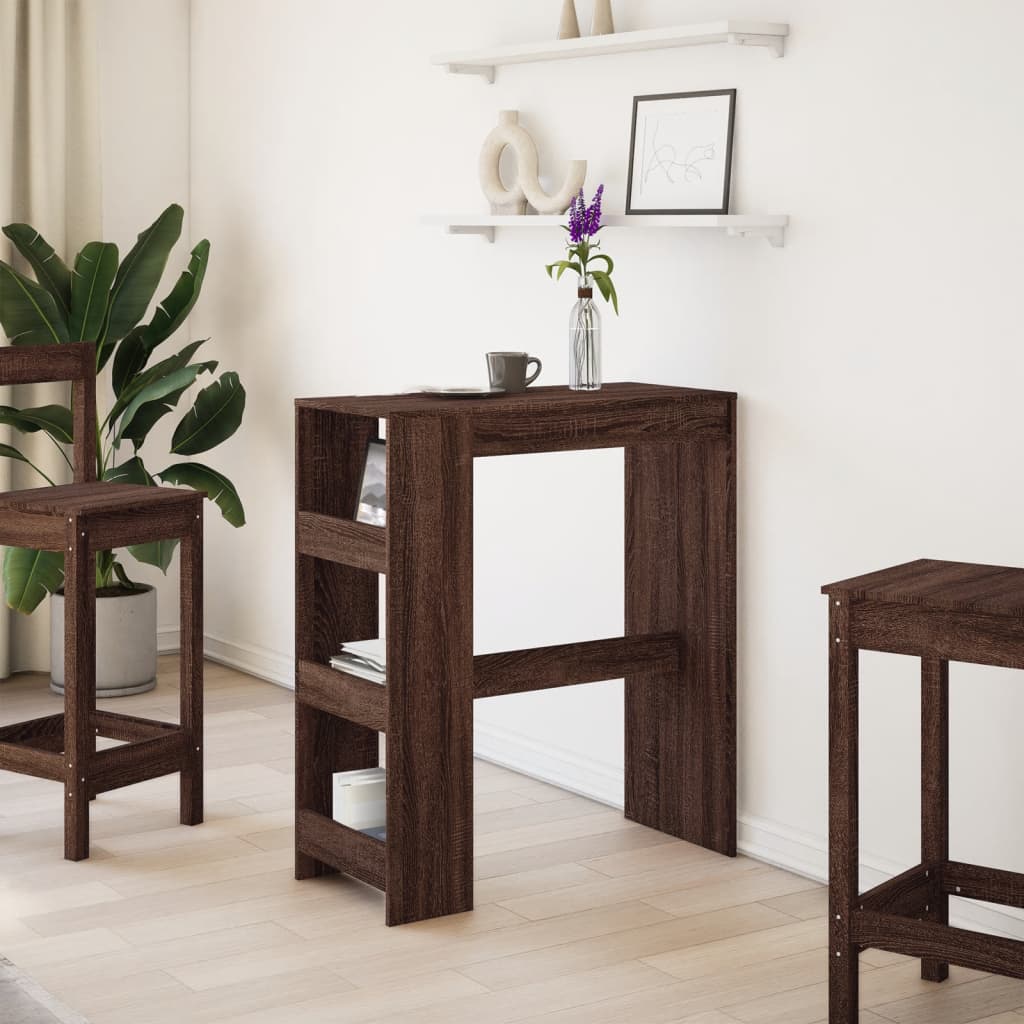 Tavolo Bar con Rastrelliera Marrone 90x40x103,5 cm Multistrato