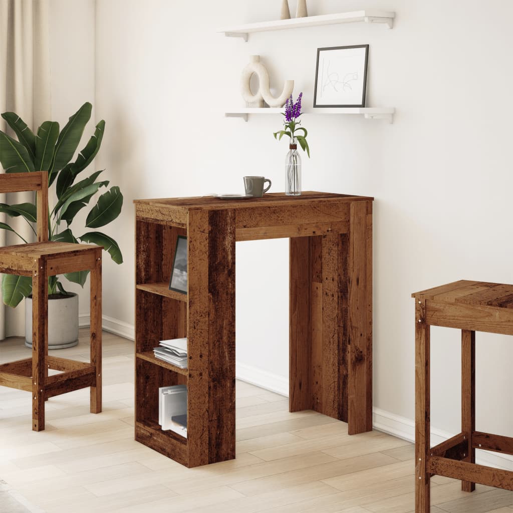 Tavolo Bar con Rastrelliera Antico 95x47x103,5 cm Multistrato