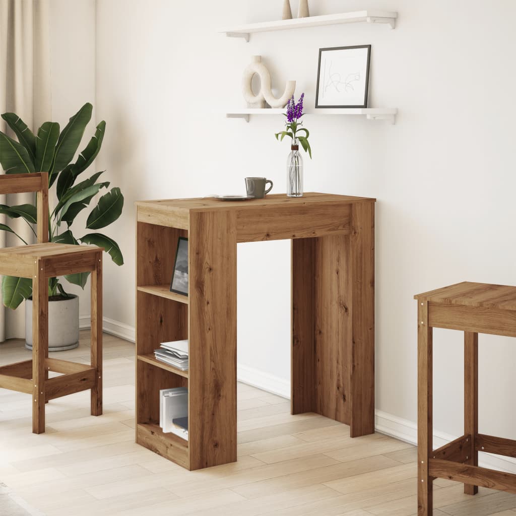 Tavolo Bar con Rastrelliera Rovere 95x47x103,5 cm Multistrato