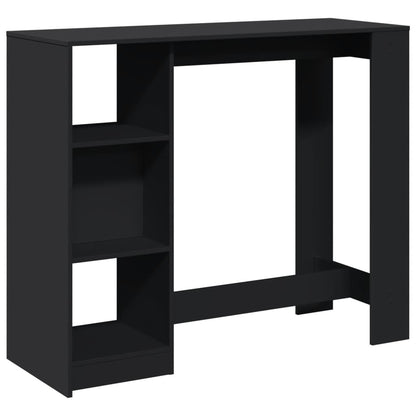 Tavolo Bar con Ripiano Nero 124x46x103,5 cm Legno Multistrato
