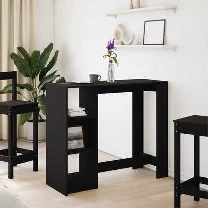 Tavolo Bar con Ripiano Nero 124x46x103,5 cm Legno Multistrato