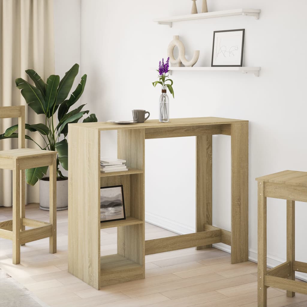 Tavolo Bar con Ripiano Rovere Sonoma 124x46x103,5cm Multistrato
