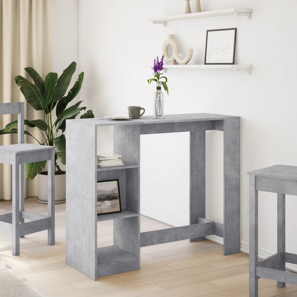 Tavolo Bar Ripiano Grigio Cemento 124x46x103,5 cm Multistrato