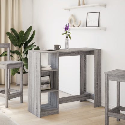 Tavolo Bar con Ripiano Grigio Sonoma 124x46x103,5cm Multistrato