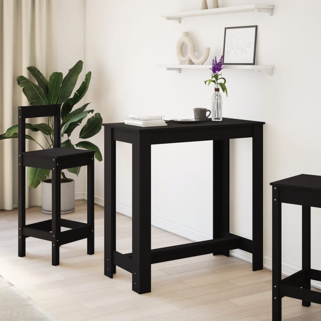 Tavolo da Bar Nero 102x50x103,5 cm in Legno Multistrato