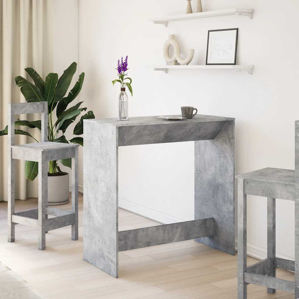 Tavolo da Bar Grigio Cemento 102x50x103,5 cm Legno Multistrato