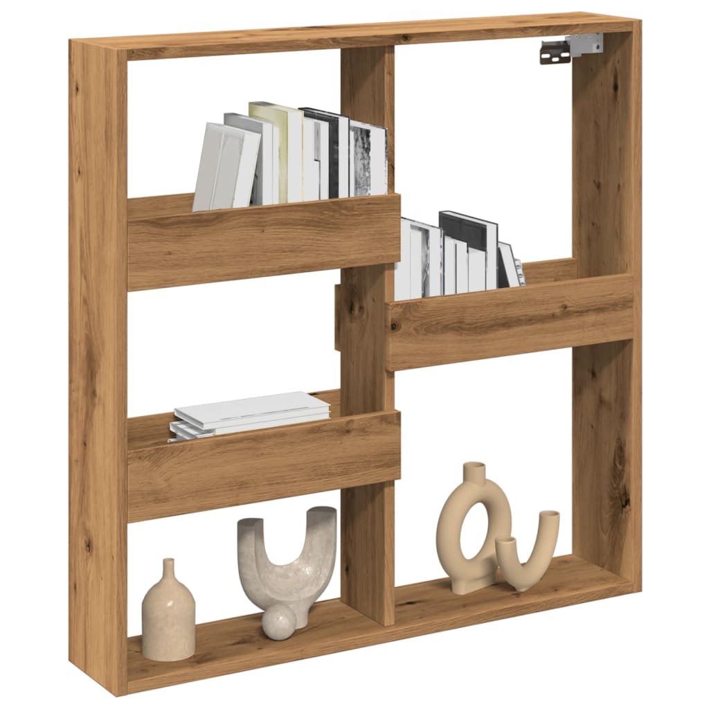 Mobile a Parete Rovere Artigianale 80x15x80cm Legno Multistrato