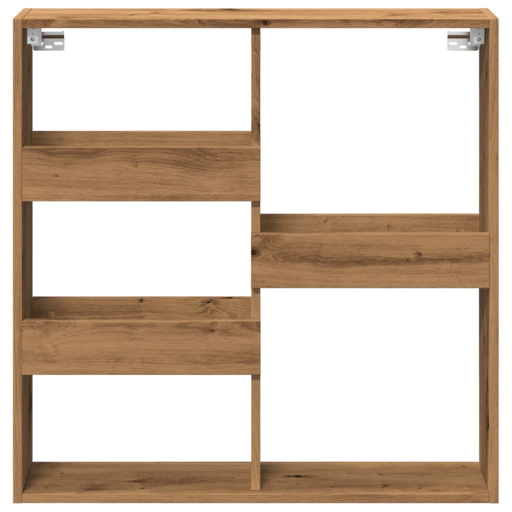 Mobile a Parete Rovere Artigianale 80x15x80cm Legno Multistrato