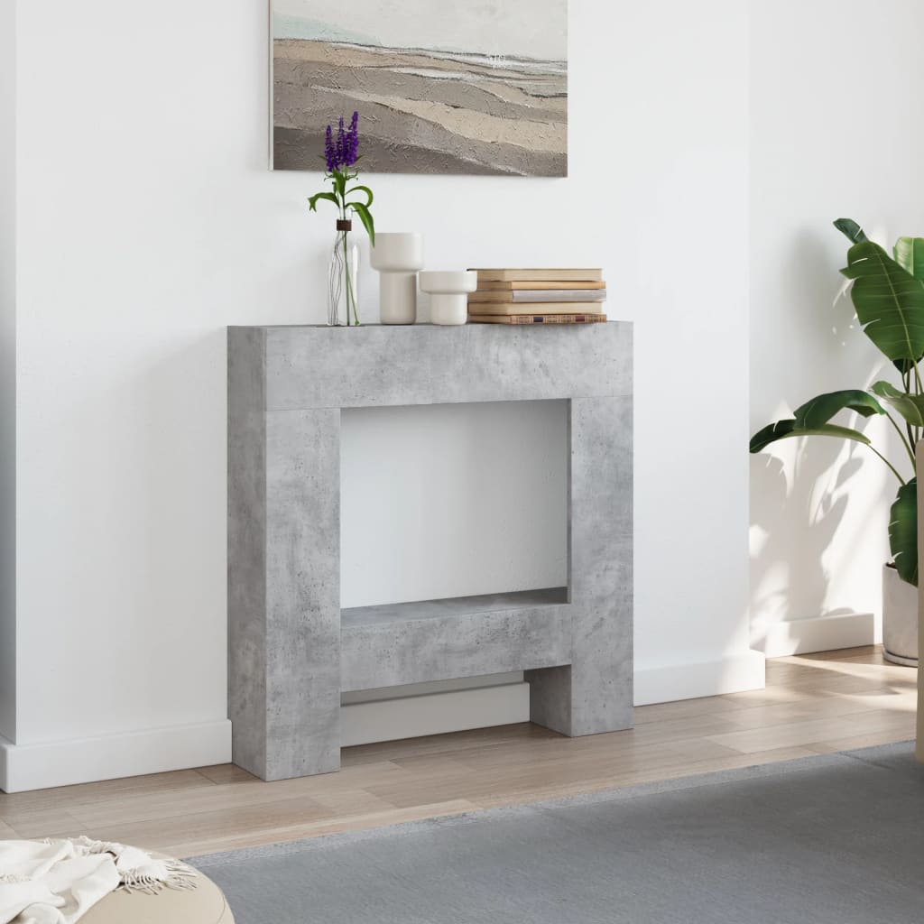 Cornice per Camino Grigio Cemento 81x18x82 cm in Truciolato