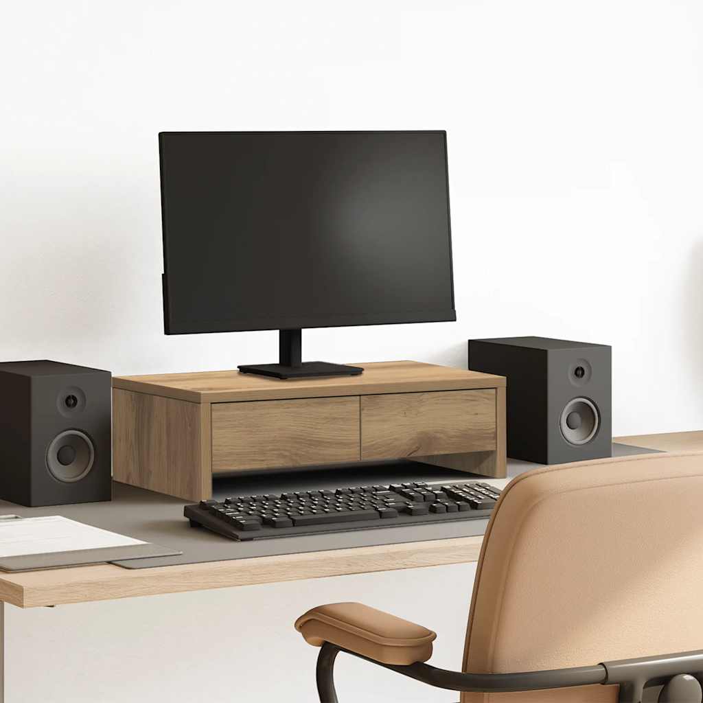 Supporto Monitor con Cassetti Rovere 50x27x15 cm in Truciolato