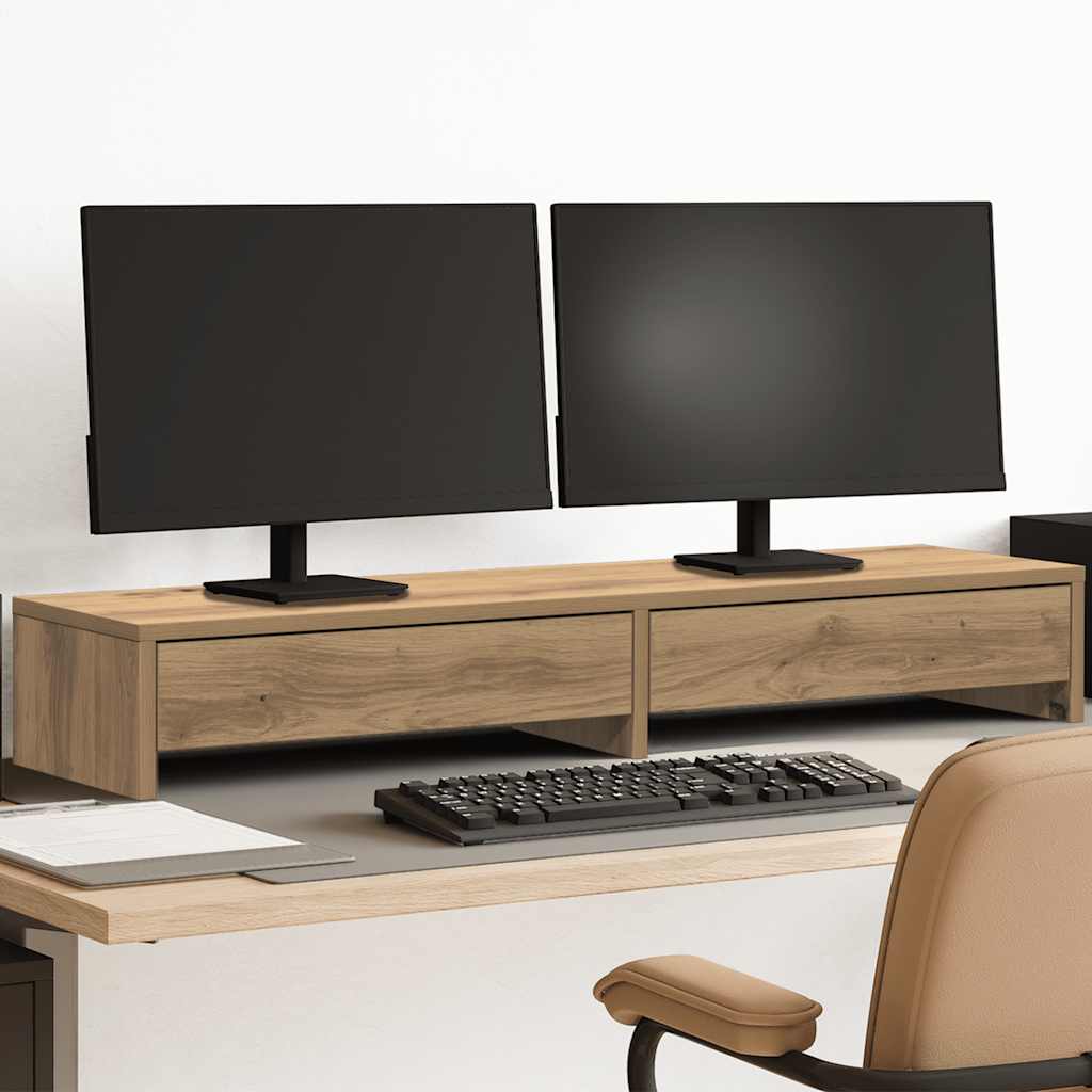 Supporto Monitor con Cassetti Rovere 100x27x15 cm in Truciolato