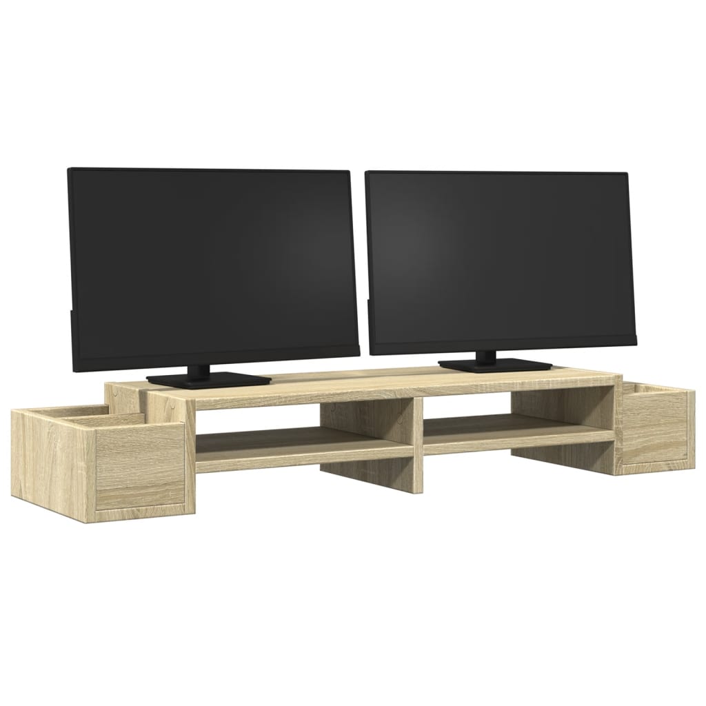 Supporto Monitor con Cassetti Rovere 100x27x15 cm in Truciolato