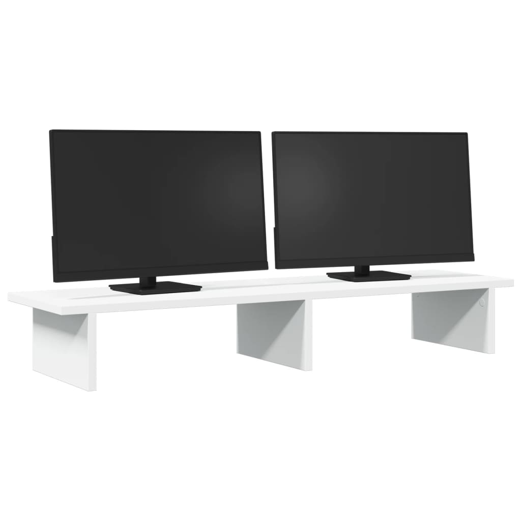 Supporto per Monitor Bianco 100x27x15 cm Legno Massello di Pino
