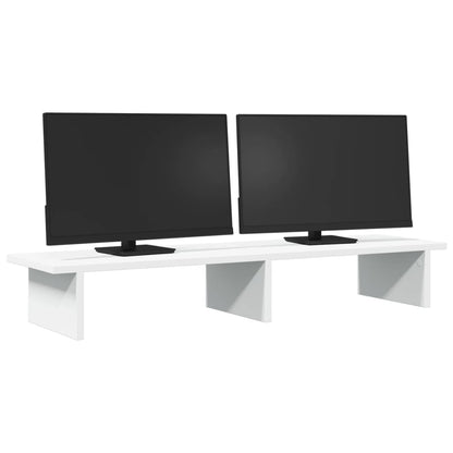 Supporto per Monitor Bianco 100x27x15 cm Legno Massello di Pino