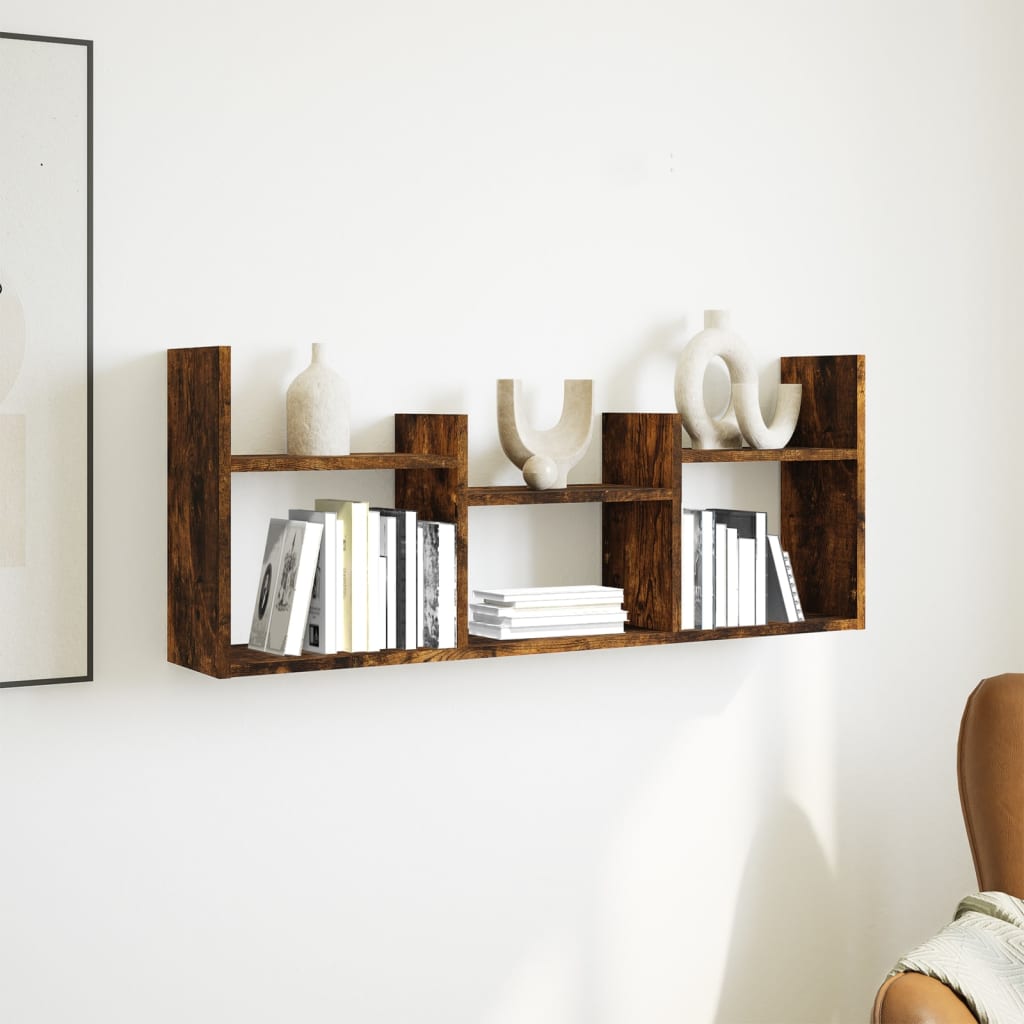 Mobile a Parete 100x18x40 cm Rovere Fumo in Legno Multistrato