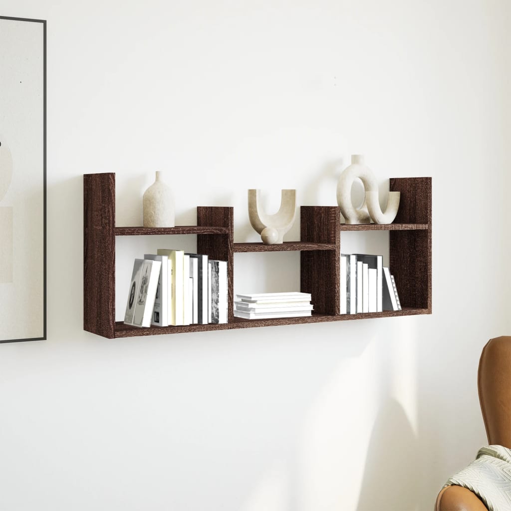 Mobile a Parete 100x18x40cm Rovere Marrone in Legno Multistrato