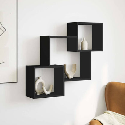 Mobile a Parete 78x18x71 cm Nero in Legno Multistrato