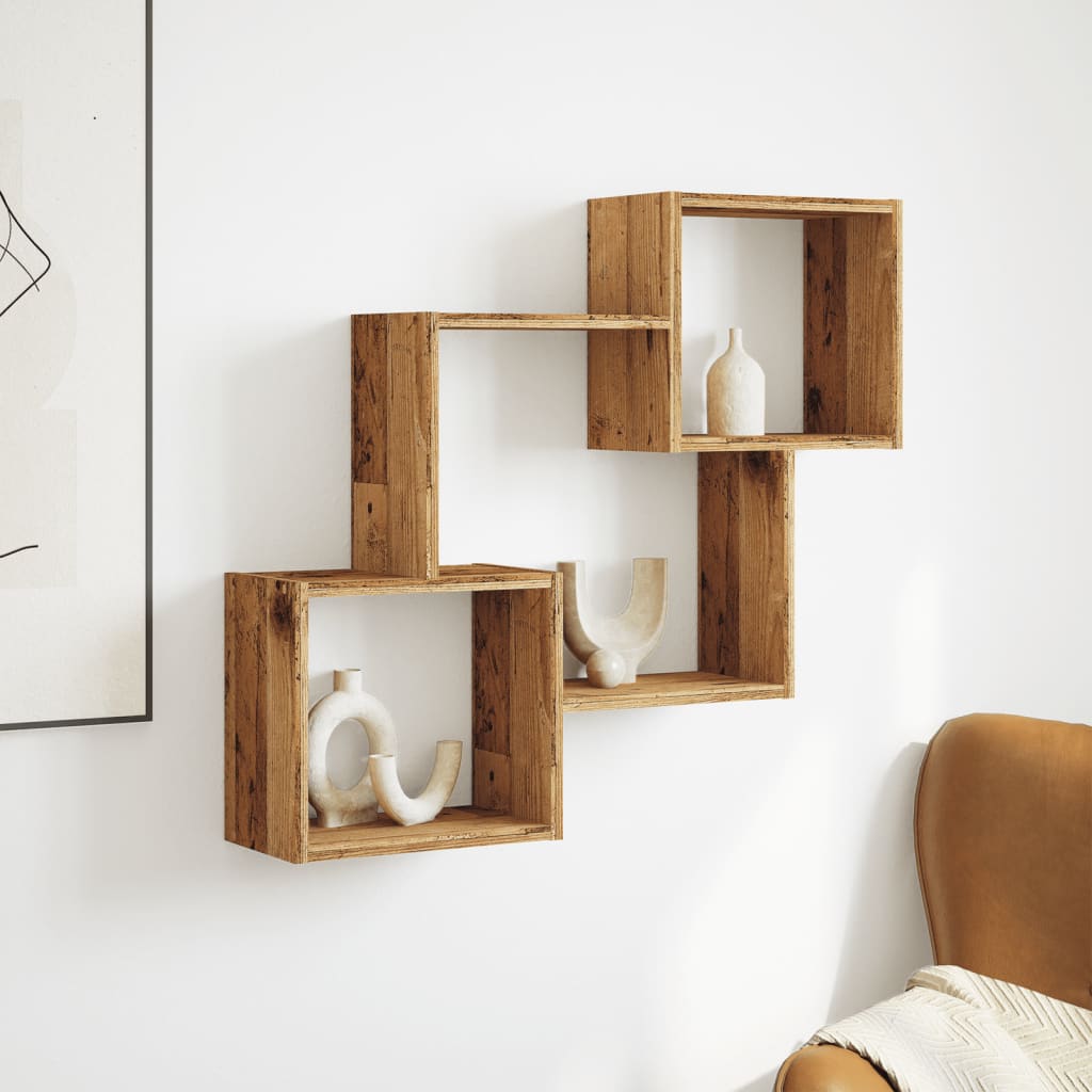 Mobile a Parete 78x18x71 cm Legno Antico in Legno Multistrato