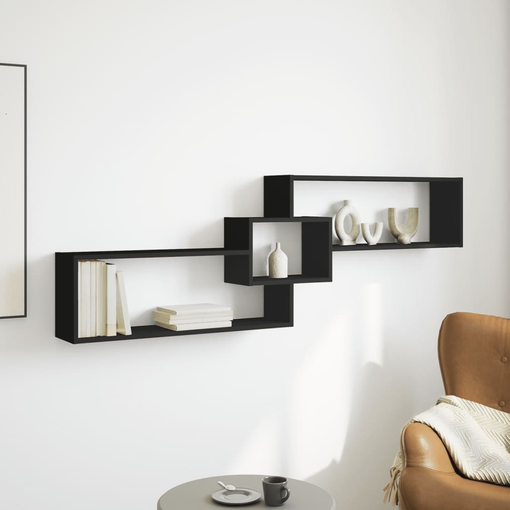 Mobile a Parete 158x18x53 cm Nero in Legno Multistrato