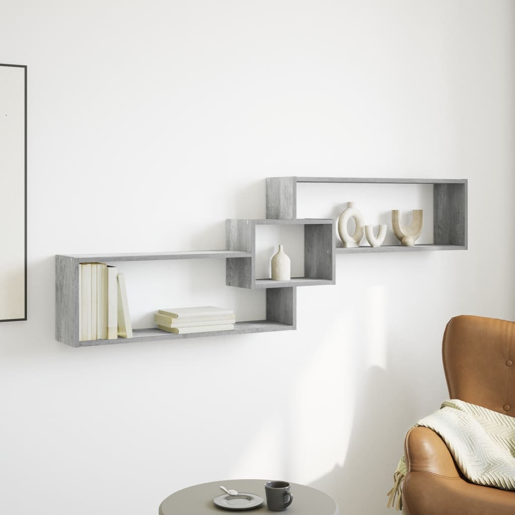 Mobile a Parete 158x18x53cm Grigio Cemento in Legno Multistrato