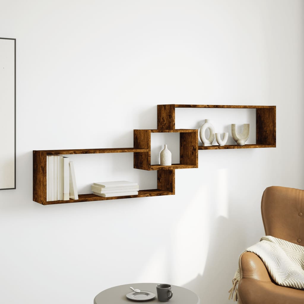 Mobile a Parete 158x18x53 cm Rovere Fumo in Legno Multistrato