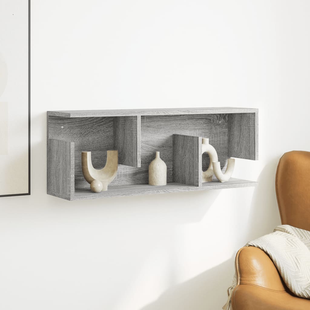 Mobile a Parete 80x20x30 cm Grigio Sonoma in Legno Multistrato